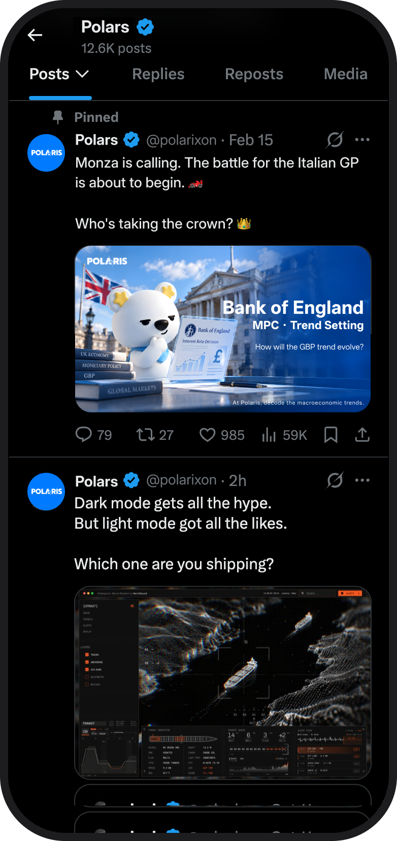 Polaris social media feed mockup